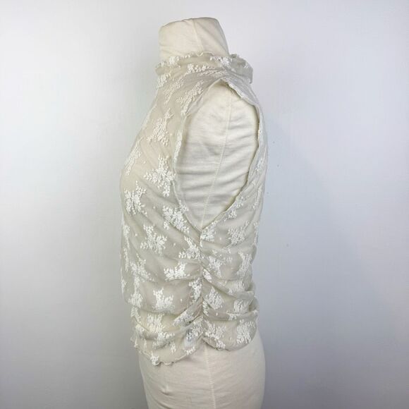 Free People Intimately Sheer Lace Mesh Mock Neck Tank Size M - Picture 5 of 11